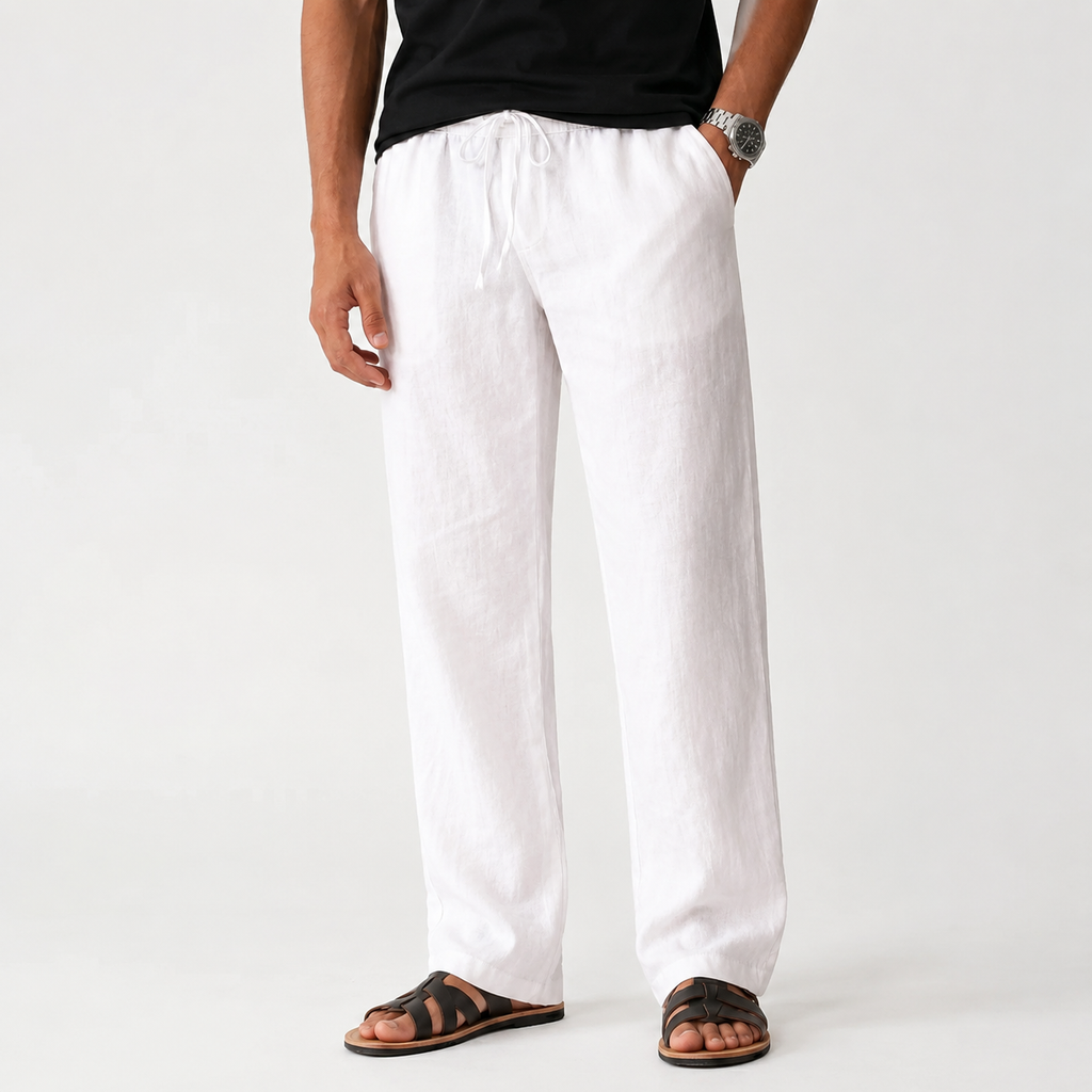 Men's Drawstring Waist Straight-Leg Trousers